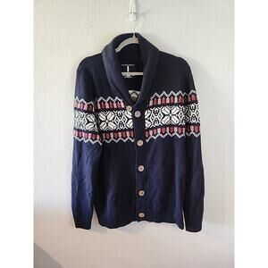 I Jeans By Buffalo Sweater Knit Cardigan Mens XL Snowflake Christmas Fair Isle